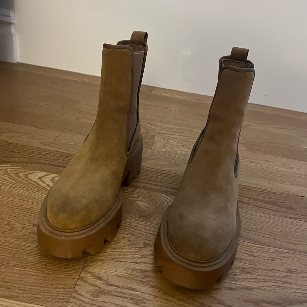 Zara Tan Suede Ankle Boots